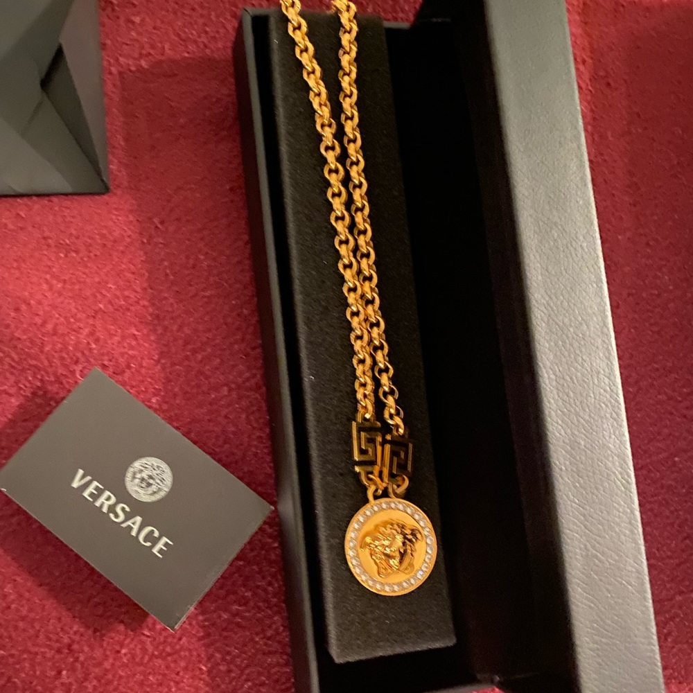 Gold Versace medusa necklace